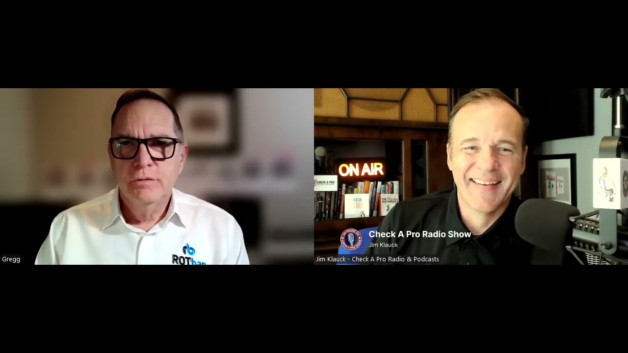 Video-call source still of Gregg McBurnie speaking with Jim Klauck about gentle roof cleaning
