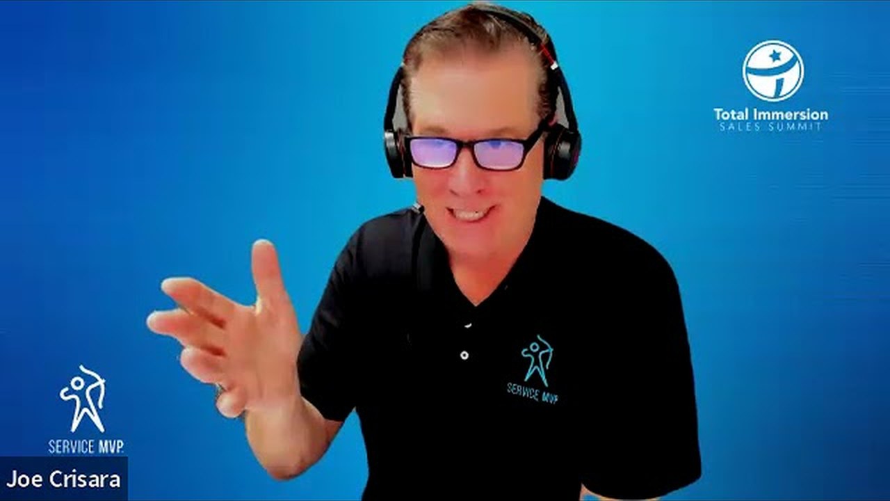 Joe Crisara speaking on a blue Service MVP background in the verified exact reupload thumbnail