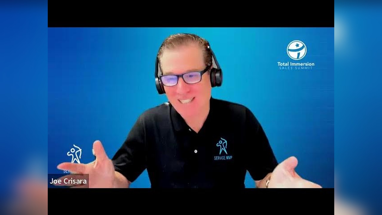 Joe Crisara wearing headphones against a blue Service MVP and Total Immersion backdrop in the source episode thumbnail