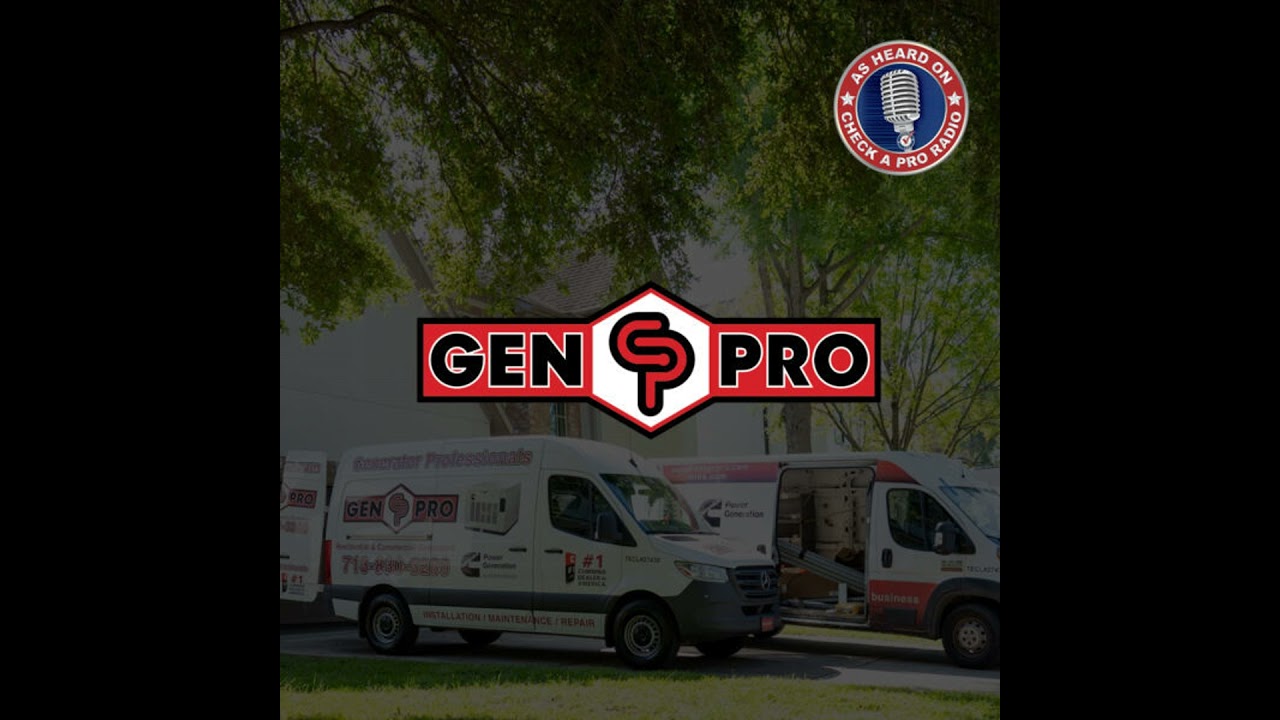 A&A GenPro logo over two service vans with a Check A Pro Radio badge