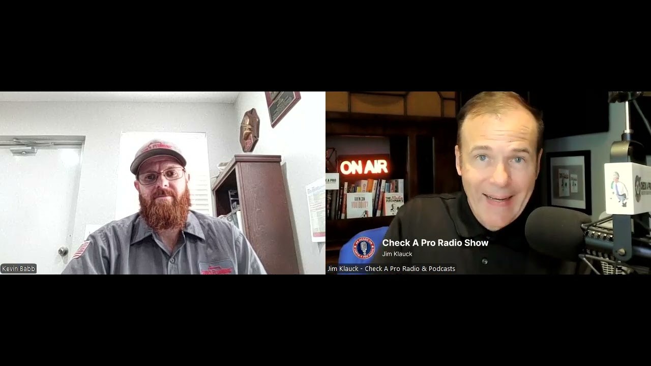 Video still showing plumber Kevin Babb and host Jim Klauck during their podcast interview