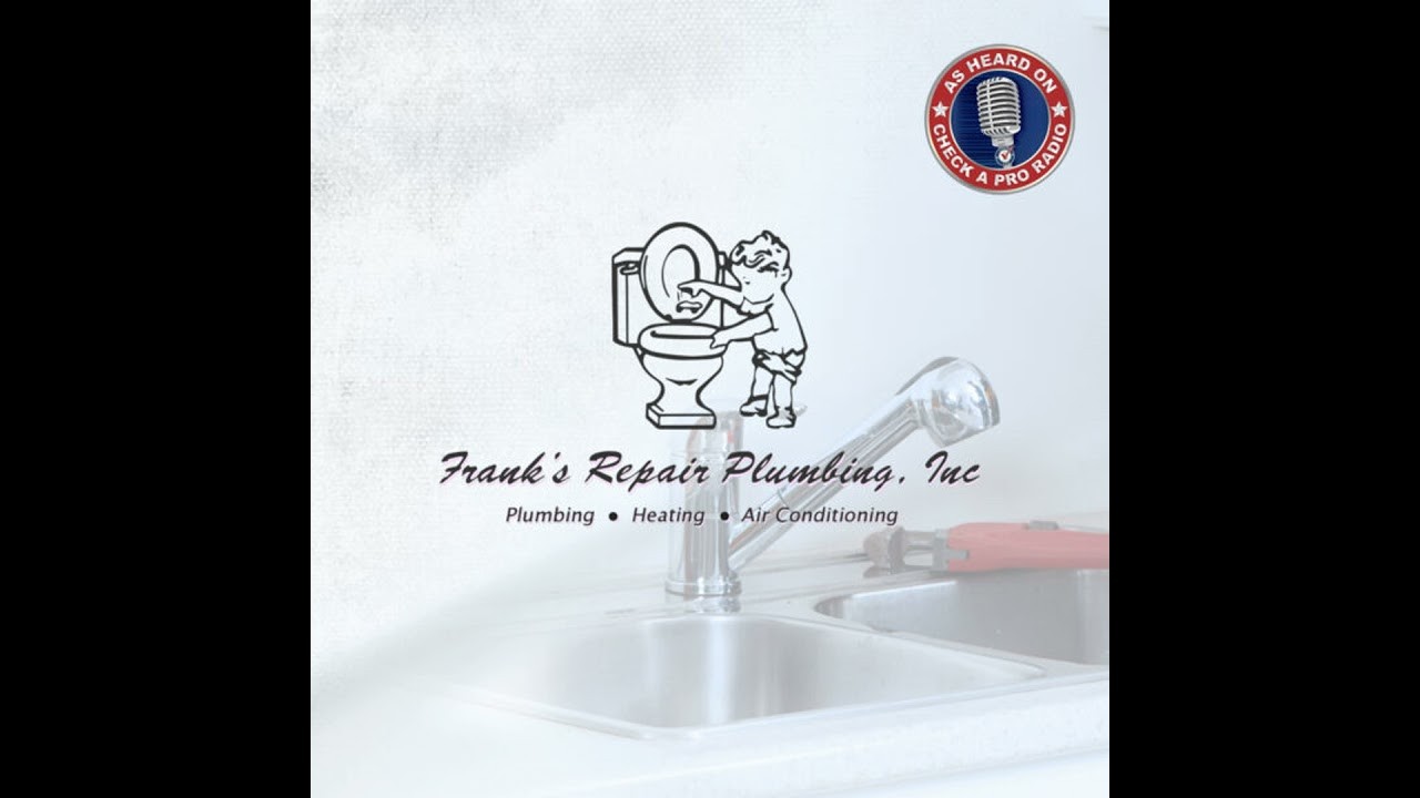 Frank's Repair Plumbing logo over a kitchen sink with a Check A Pro Radio microphone badge